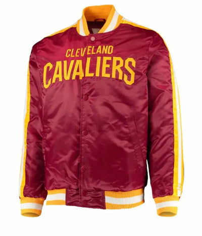 Cleveland Cavaliers Full-Snap Varsity Maroon Satin Men's Bomber Jacket