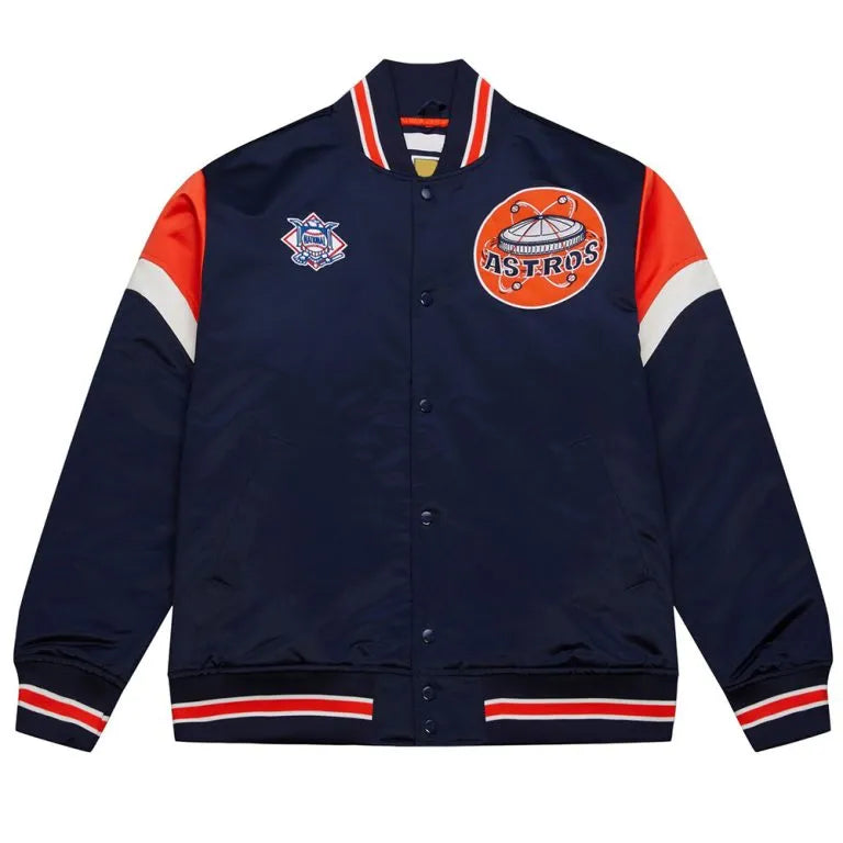 Houston Astros Heavyweight Varsity Full-Snap Navy Blue Satin Men's Jacket