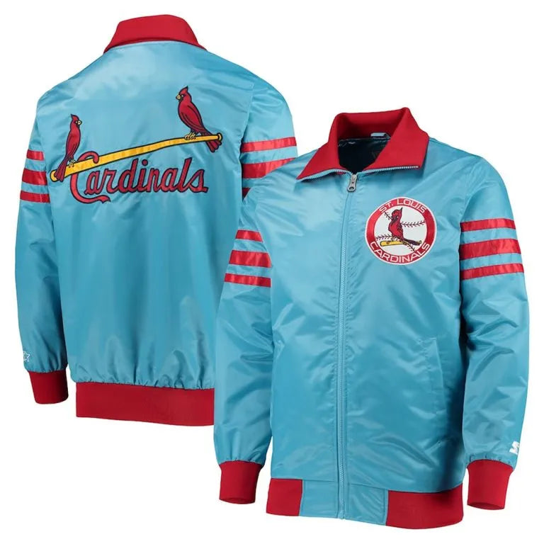 St. Louis Cardinals The Captain III Light Blue Satin Full-Zip Varsity Men's Jacket