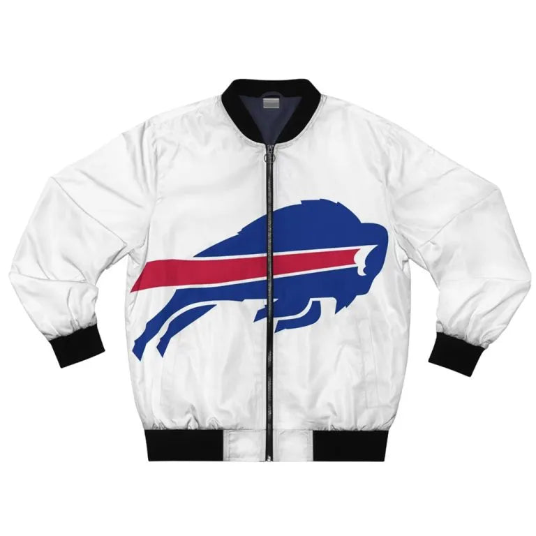 Buffalo Bills Varsity White Satin Full-Zip Men's Bomber Jacket