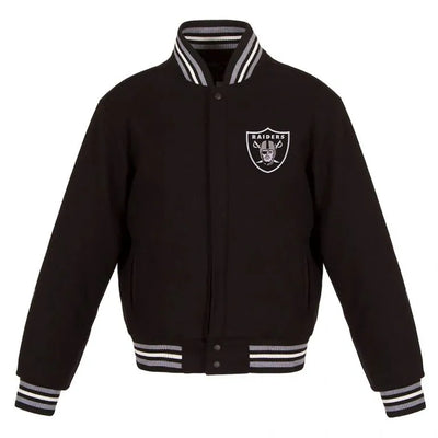 Los Vegas Raiders All Black Wool Men's Varsity Letterman Jacket