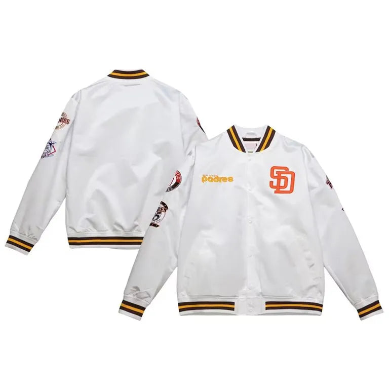 San Diego Padres City Collection White Satin Varsity Men's Jacket