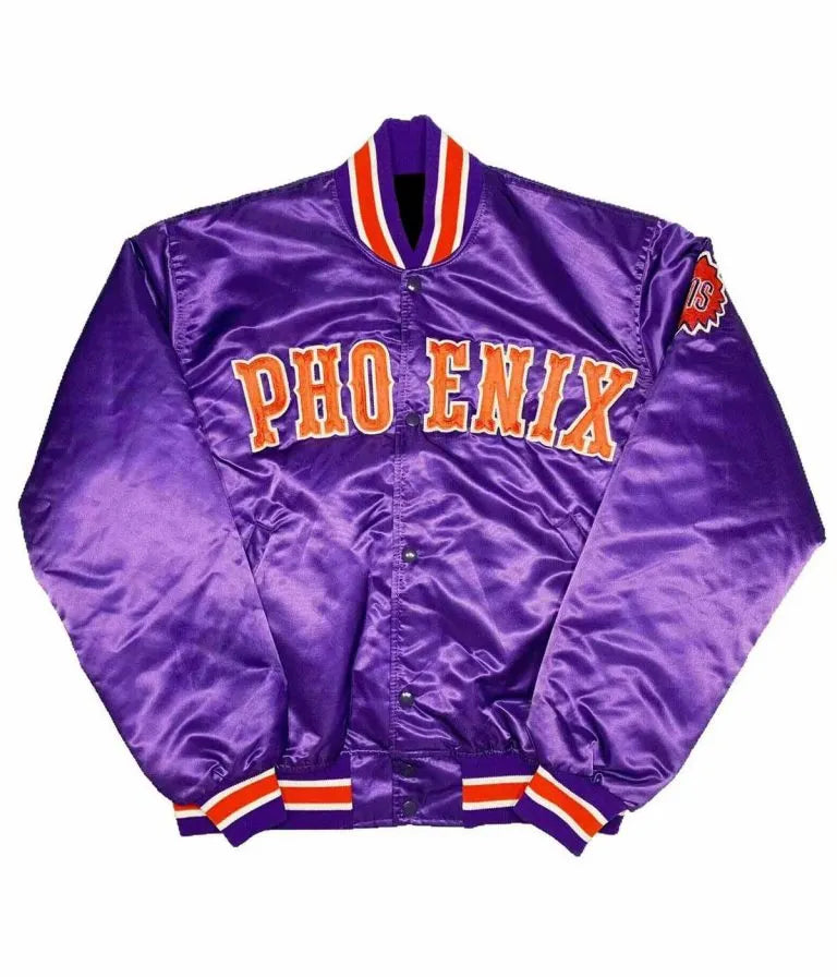 Phoenix Suns NBA Full-Snap Varsity Purple Satin Men's Bomber Jacket