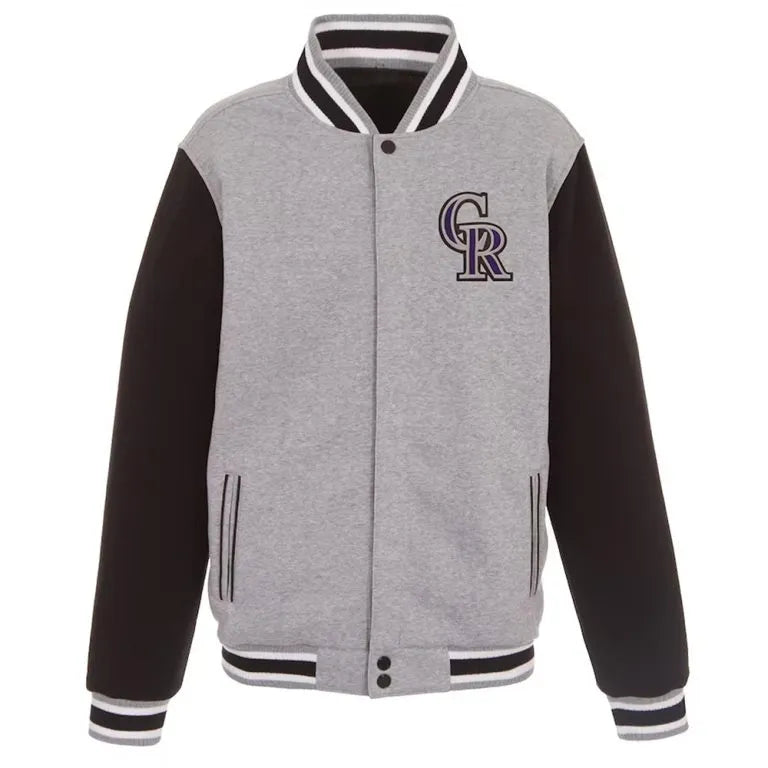 Colorado Rockies Gray & Black Wool Varsity Men's Jacket