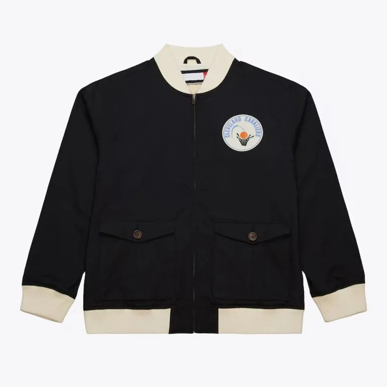 Cleveland Cavaliers Full-Zip Varsity Black Cotton Twill Men's Bomber Jacket