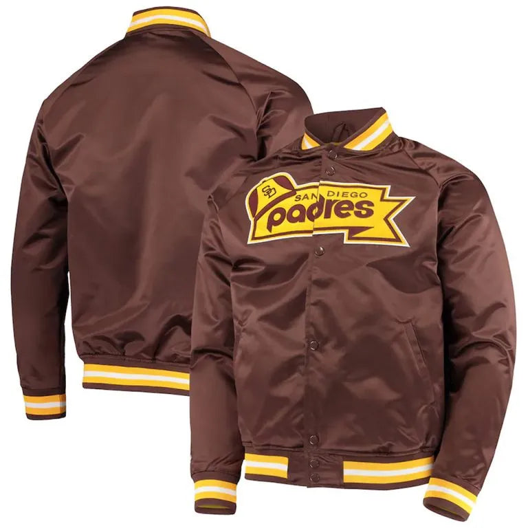 San Diego Padres Brown Satin Lightweight Full-Snap Men's Jacket