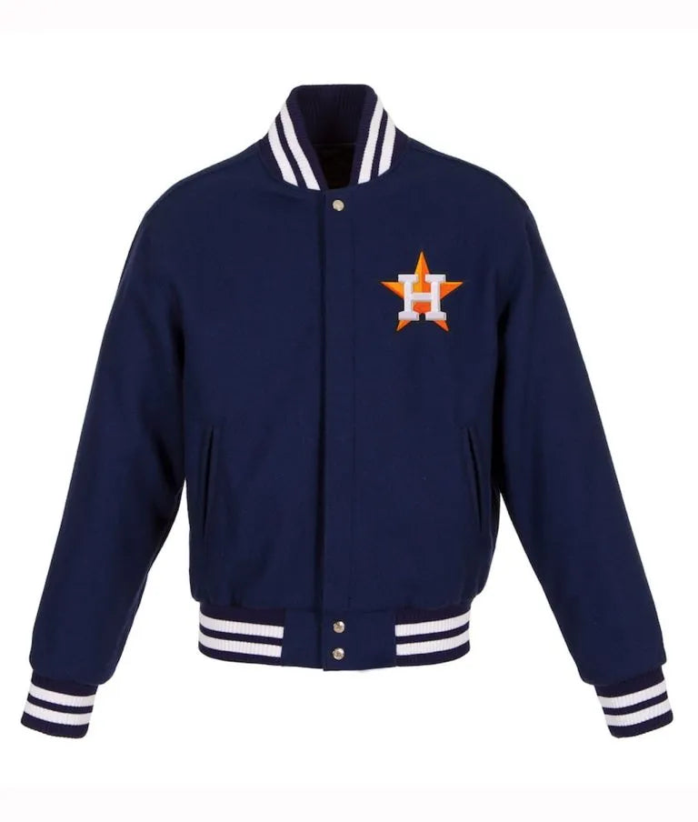 Houston Astros Embroidered Logo Navy Blue Wool Varsity Men's Jacket