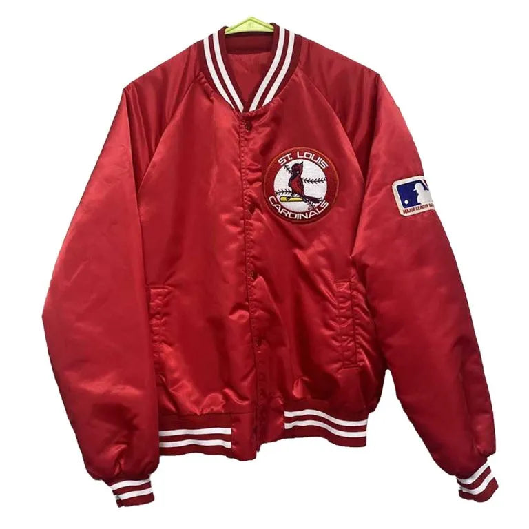 1990’s St. Louis Cardinals Full-Snap Vintage Red Satin Bomber Men's Jacket
