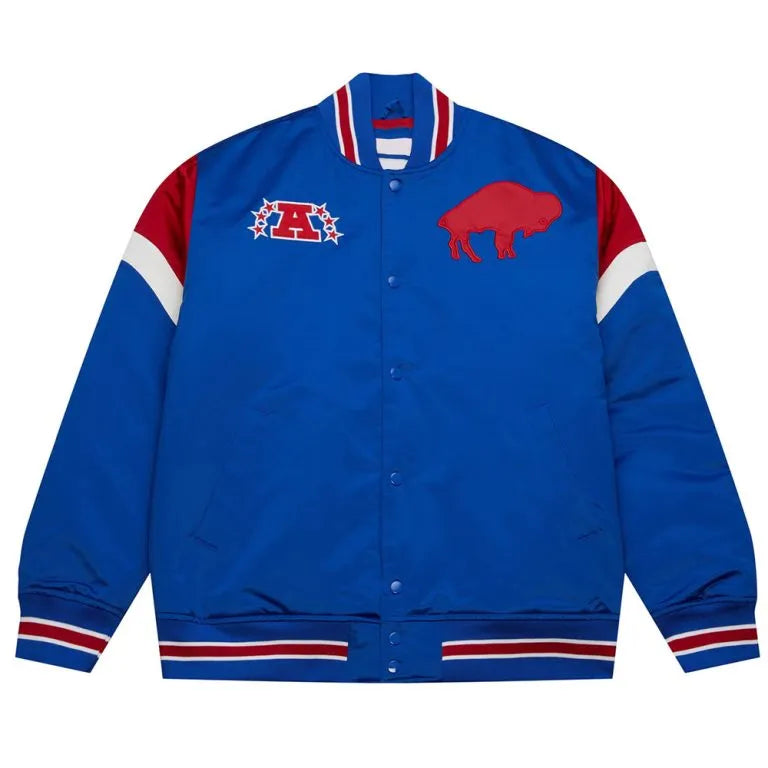Buffalo Bills Full-Snap Varsity Royal blue Satin Men's Bomber Jacket