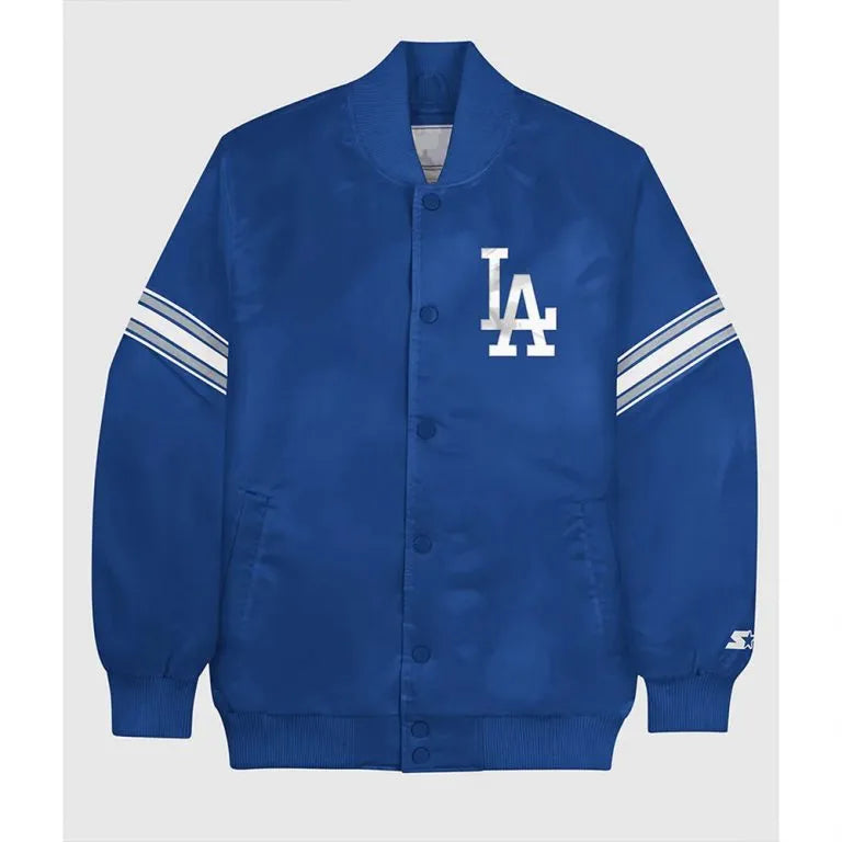 Los Angeles Dodgers Full-Snap Blue Satin Striped Men's Jacket