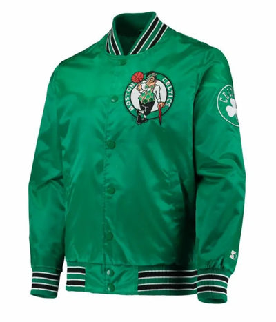 Boston Celtics Full-Snap Varsity Kelly Green Satin Men's Bomber Jacket