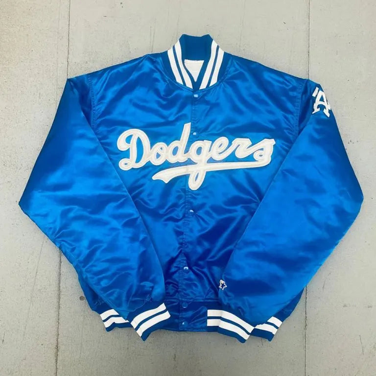 1980’s LA Dodgers Royal Blue Satin Bomber Men's Jacket