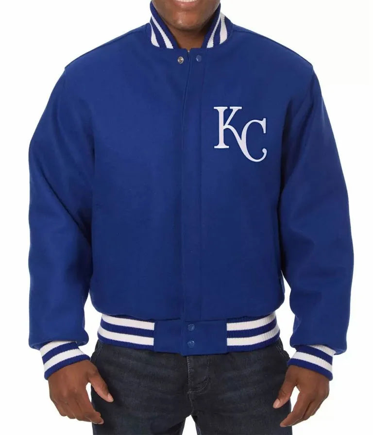 Kansas City Royals Blue Wool Letterman Varsity Men's Jacket