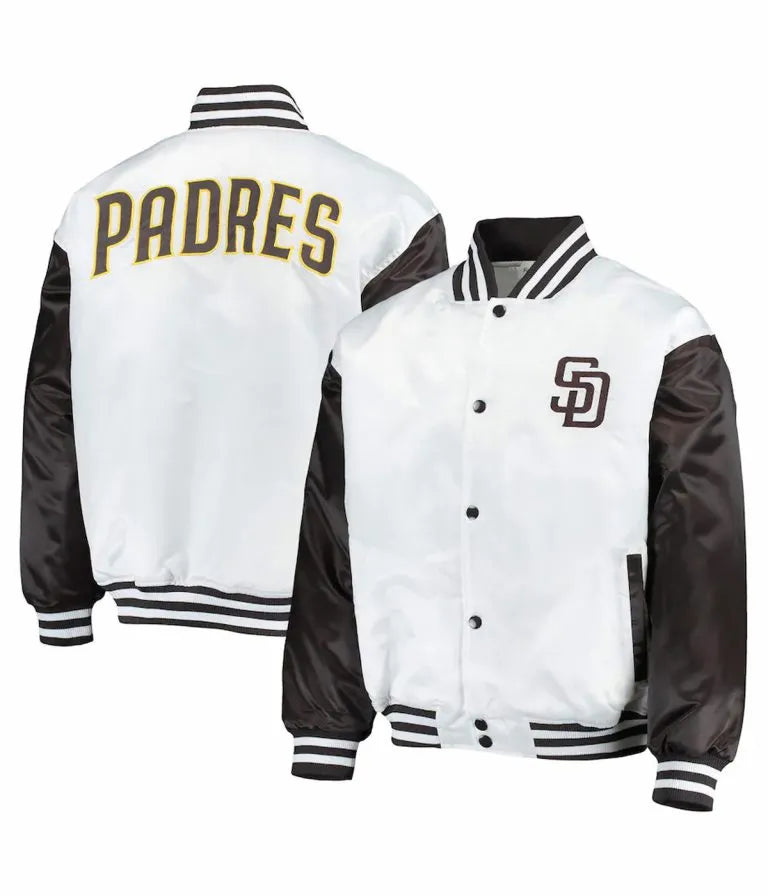 San Diego Padres Brown/Black and White Full-Snap Satin Men's Jacket
