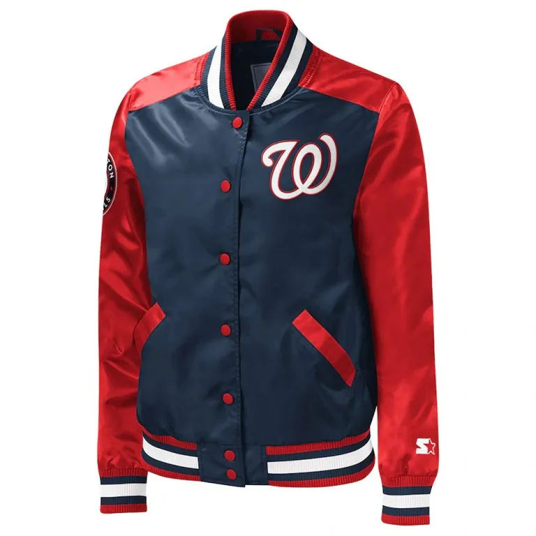 Washington Nationals The Legend Navy/Red Satin Full-Snap Men's Jacket