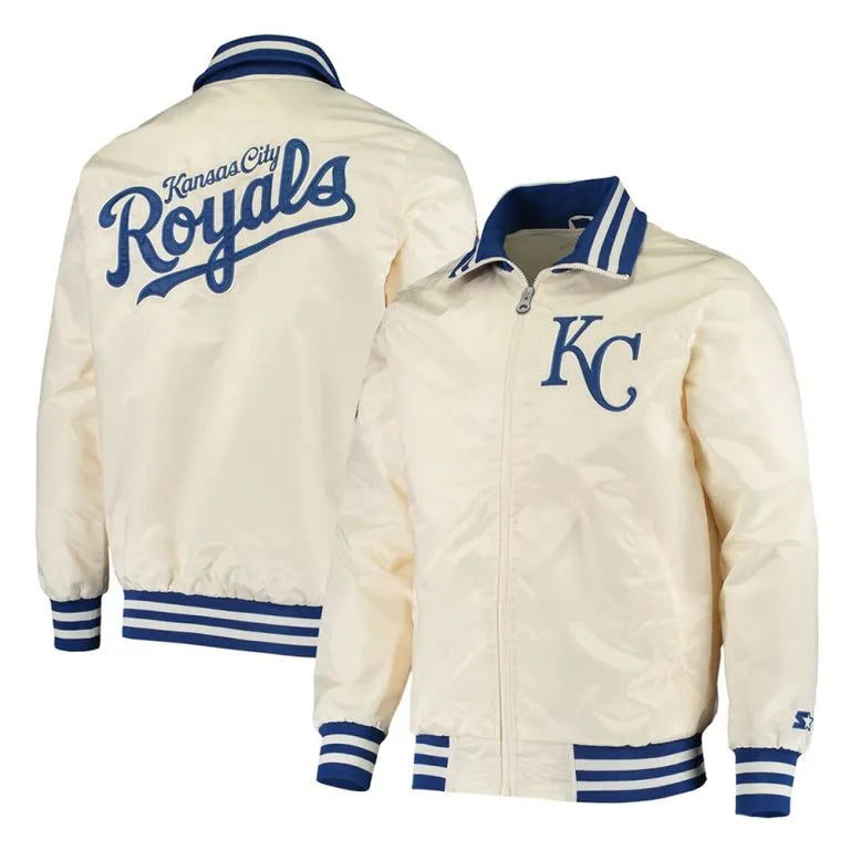 Kansas City Royals The Captain II Cream Satin Full-Zip Men's Jacket