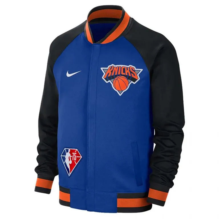 New York Knicks 21-22 City Edition Varsity Blue & Black Wool Men's Letterman Jacket