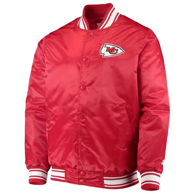 Kansas City Chiefs Locker Room Full-Snap Varsity Red Satin Men's Bomber Jacket