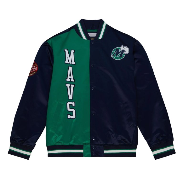 Dallas Mavericks 2.0 M-Hat Green and Navy Full-Snap Lightweight Satin Men's Jacket
