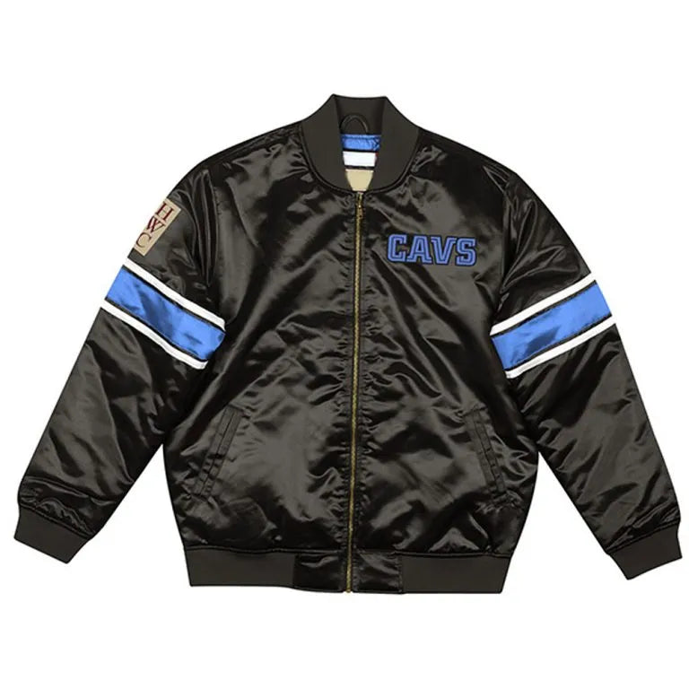 Cleveland Cavaliers Full-Zip Varsity Black Satin Men's Bomber Jacket