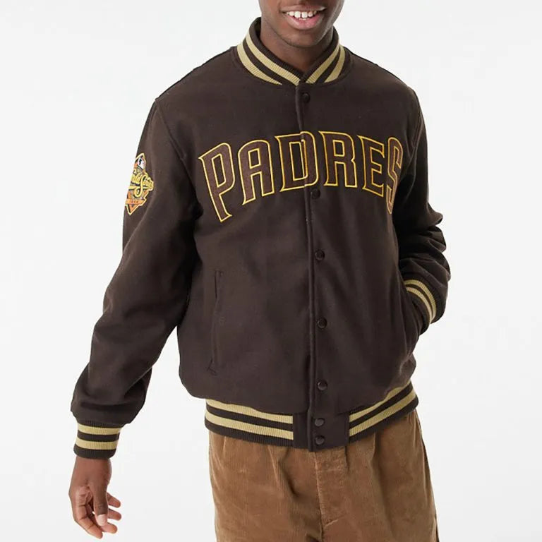 San Diego Padres Brown Wool Full-Snap Varsity Men's Jacket