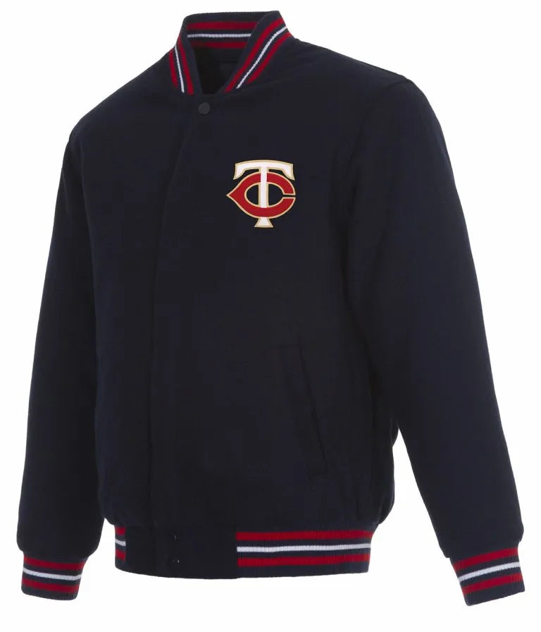 Minnesota Twins Navy Blue Wool Varsity Letterman Men's Jacket
