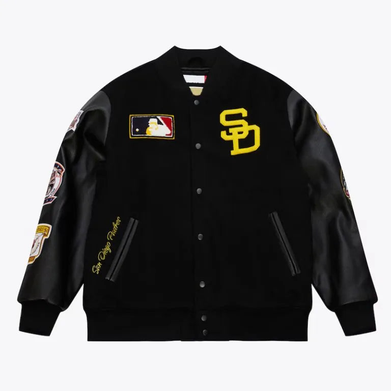 San Diego Padres Black Out Vintage Logo Full-Snap Varsity Men's Jacket