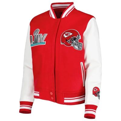 Kansas City Chiefs Red Wool and White Genuine Leather Sleeves Men's Varsity Letterman Jacket