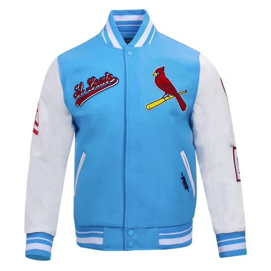 Louis Cardinals Blue Wool & White Leather Sleeves Varsity Men's Jacket