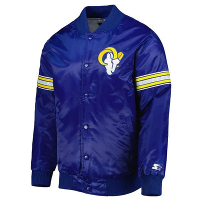 Los Angeles Chargers Pick and Roll Full-Snap Varsity Blue Satin Men's Bomber Jacket