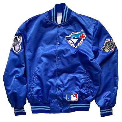 Toronto Blue Jays 90’s Full-Snap Blue Satin Varsity Men's Jacket