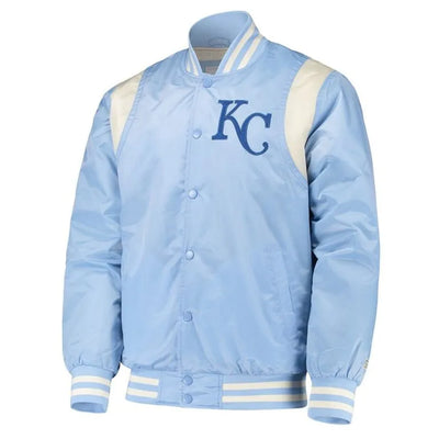 Kansas City Royals Varsity Full-Snap Light Blue/Cream Satin Men's Jacket