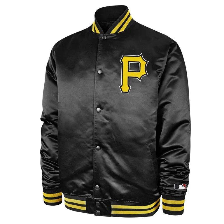 47 Pittsburgh Pirates Bomber Full-Snap Black Satin Men's Jacket