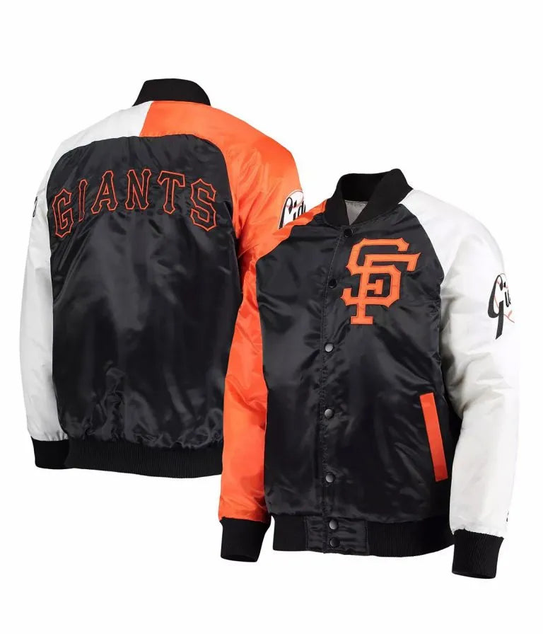 San Francisco Giants Black/Orange Varsity Satin Full-Snap Men's Jacket