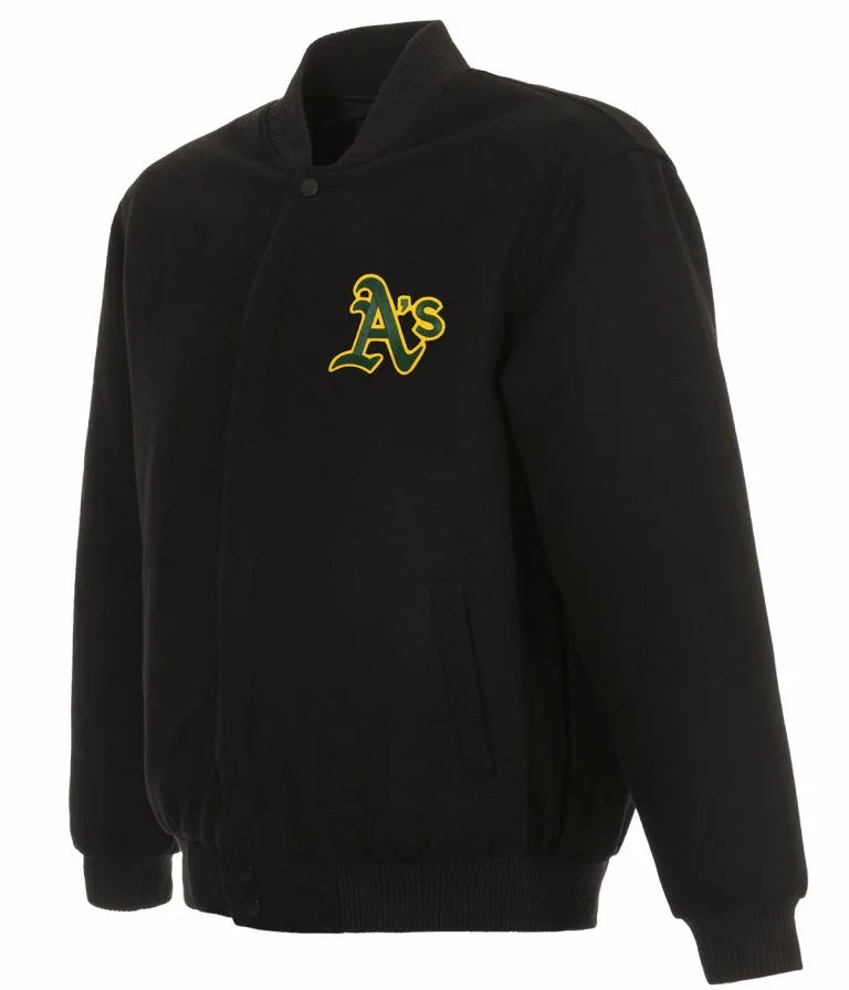 Oakland Athletics Bomber Black Wool Men's Jacket