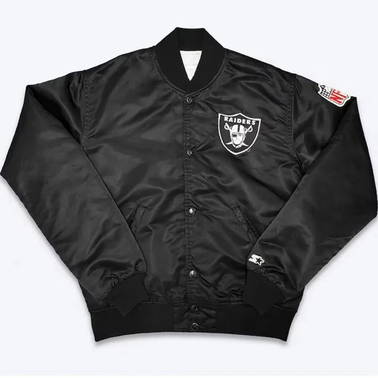 Los Angeles Raiders Ice Cube Full-Snap Varsity Black Satin Men's Bomber Jacket