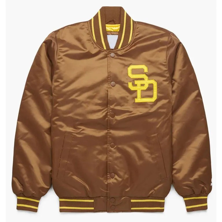 San Diego Padres Brown Bomber Full-Snap Satin Men's Jacket