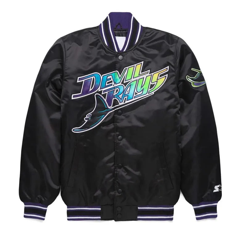 Tampa Bay Rays Classic Full-Snap Varsity Black Satin Men's Jacket
