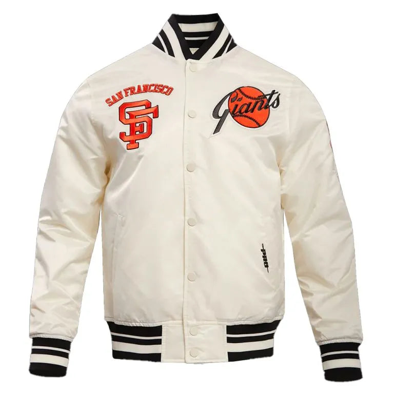 San Francisco Giants Retro Classic Rib Full-Snap Off white Satin Men's Jacket