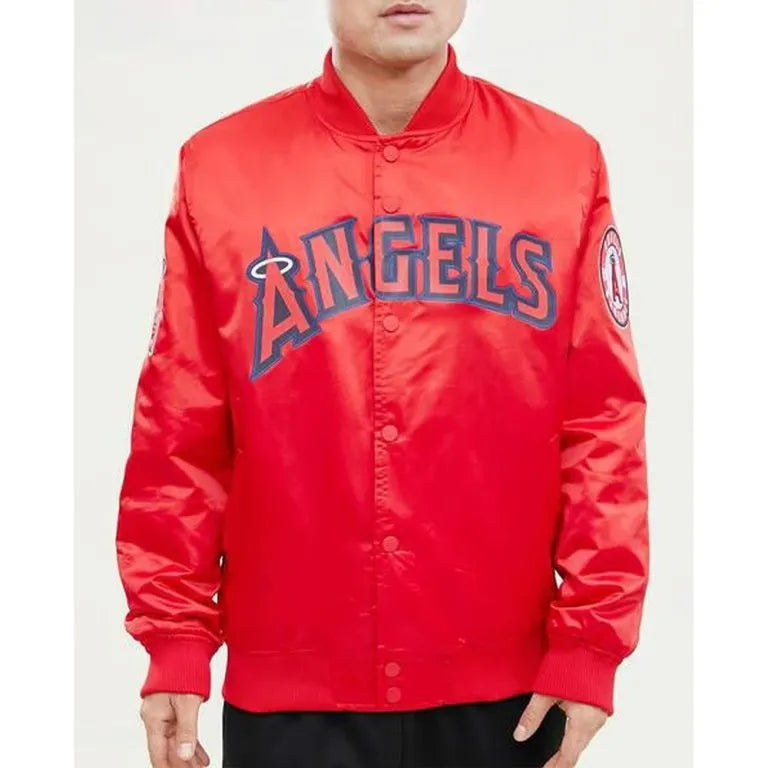 Los Angeles Angels Wordmark Red Satin Full-Snap Men's Jacket