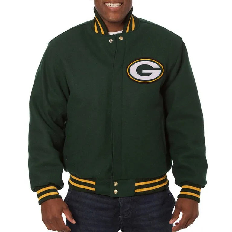 Green Bay Packers Green All Wool Men's Varsity Letterman Jacket