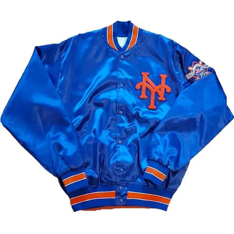 80’s New York Mets 25th Anniversary Royal Blue Satin Full-Snap Men's Jacket