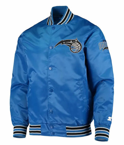 Orlando Magic The Diamond Classic Full-Snap Varsity Blue Satin Men's Bomber Jacket