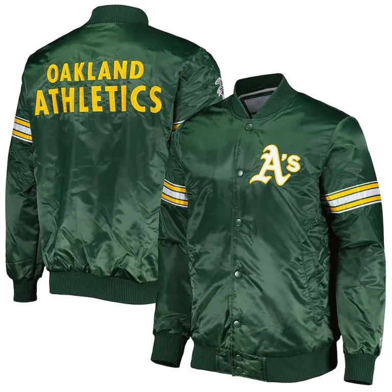 Oakland Athletics Pick & Roll Green Satin Full-Snap Men's Jacket