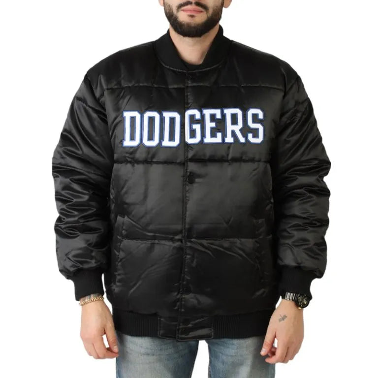 G-111 Los Angeles Dodgers Puffer Full-Snap Black Satin Men's Jacket