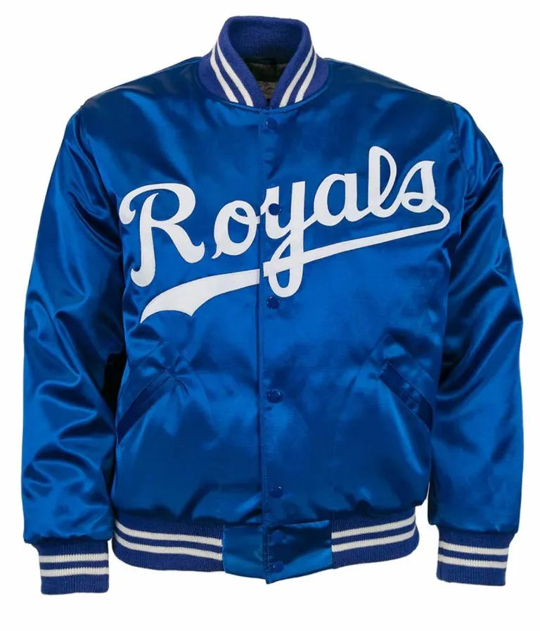 1969 Kansas City Royals Bomber Royal Blue Satin Full-Snap Men's Jacket