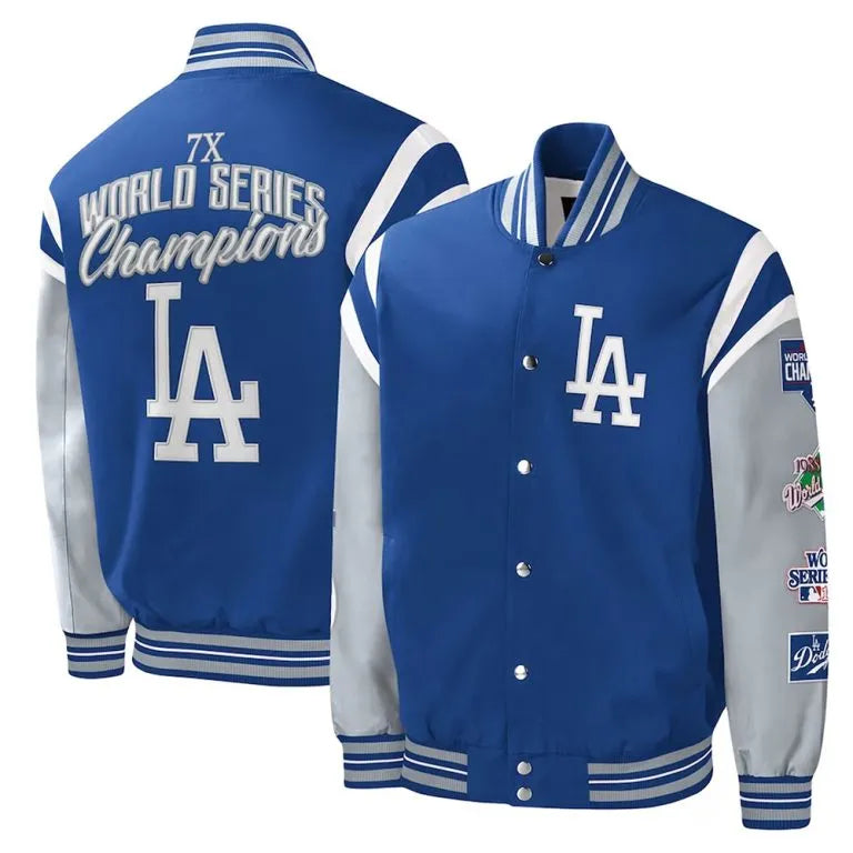 Los Angeles Dodgers Title Holder Royal/Gray Satin Varsity Full-Snap Men's Jacket