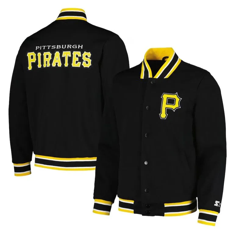 Pittsburgh Pirates Secret Weapon Full-Snap Black Satin Varsity Men's Jacket