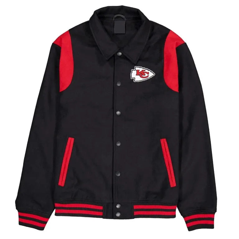 Kansas City Chiefs Sport Night Teddy Black All Wool and Men's Varsity Letterman Jacket