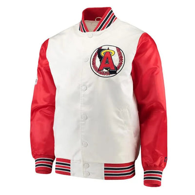 Los Angeles Angels The Legend Full- Snap White/Red Satin Men's Jacket